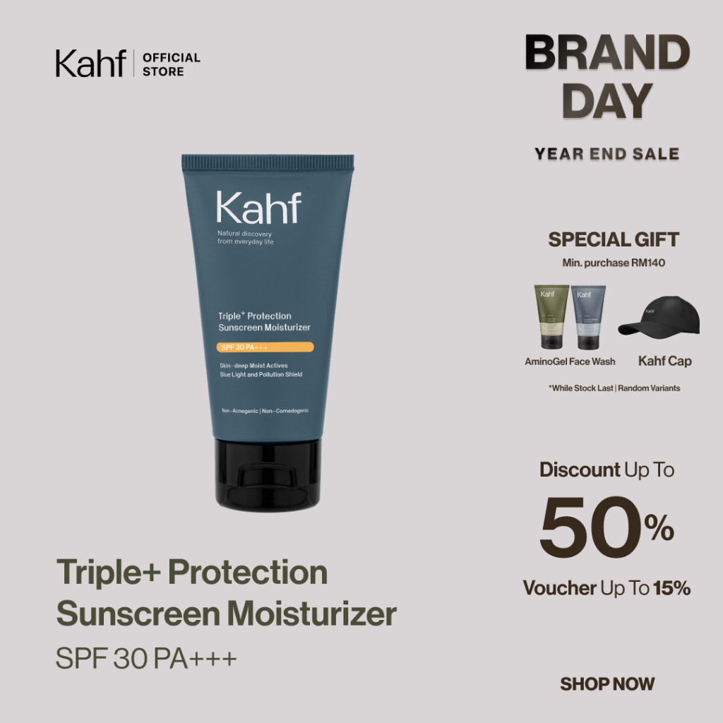 Kahf Sunscreen Moisturizer Triple Plus Protection (30ml) SPF 30 PA++++ - Japanese Mugwort - Non Acnegenic & Non Comedo