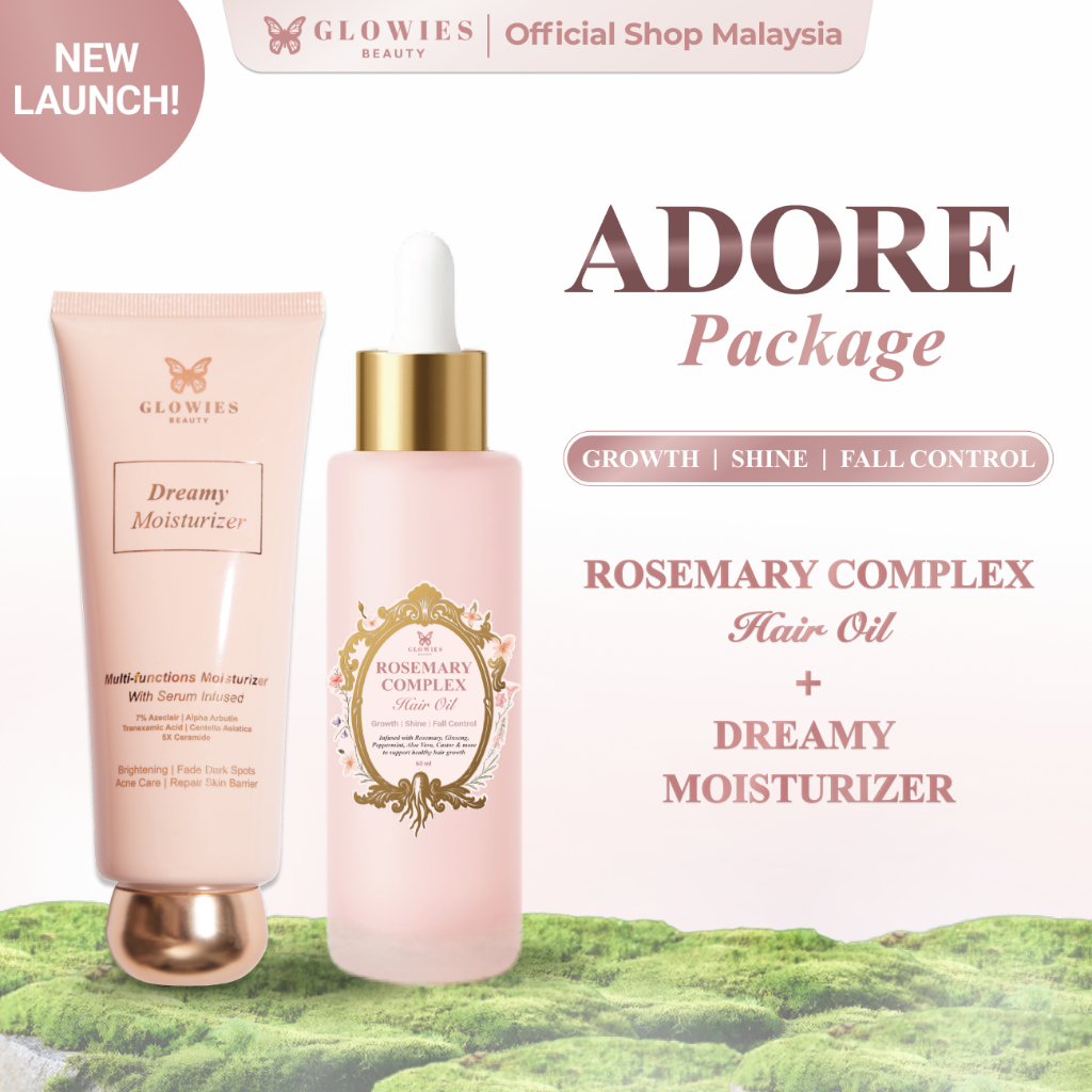 [NEW LAUNCH] Glowies Beauty Adore Package Get Dreamy Moisturizer + Rosemary Complex Hair Oil Helps Treat Hair Grow Hair