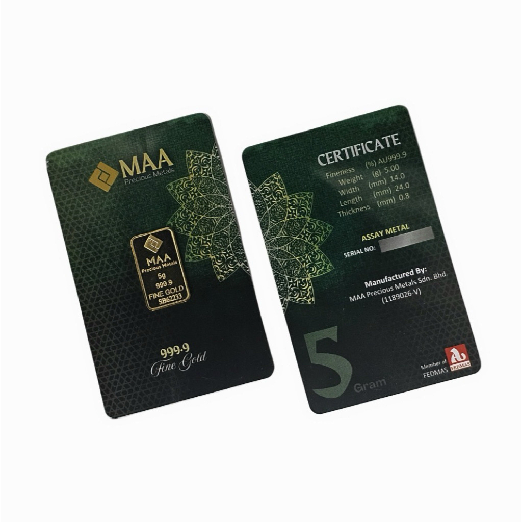 MAA Orodesign Gold Bar 999 5g Green New Design + Free Gift 💝