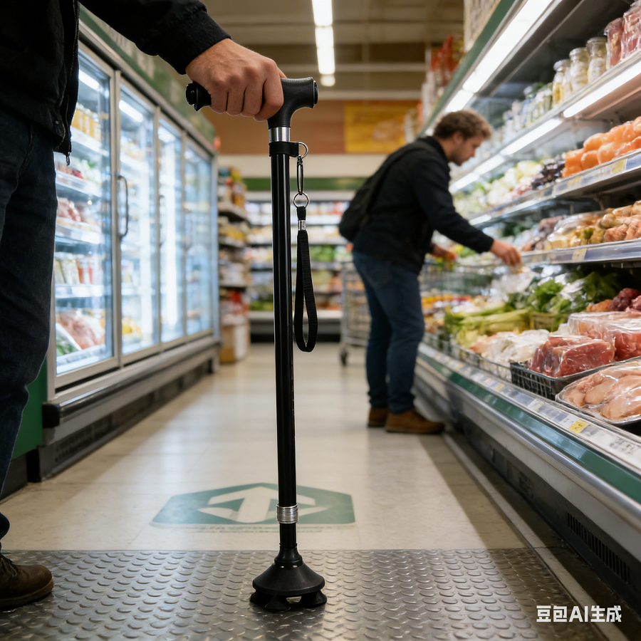 Elderly anti slip four legged walking cane、Foldable walking stick for elderly、tongkat kaki 4、拐杖椅子、tongkat orang tua