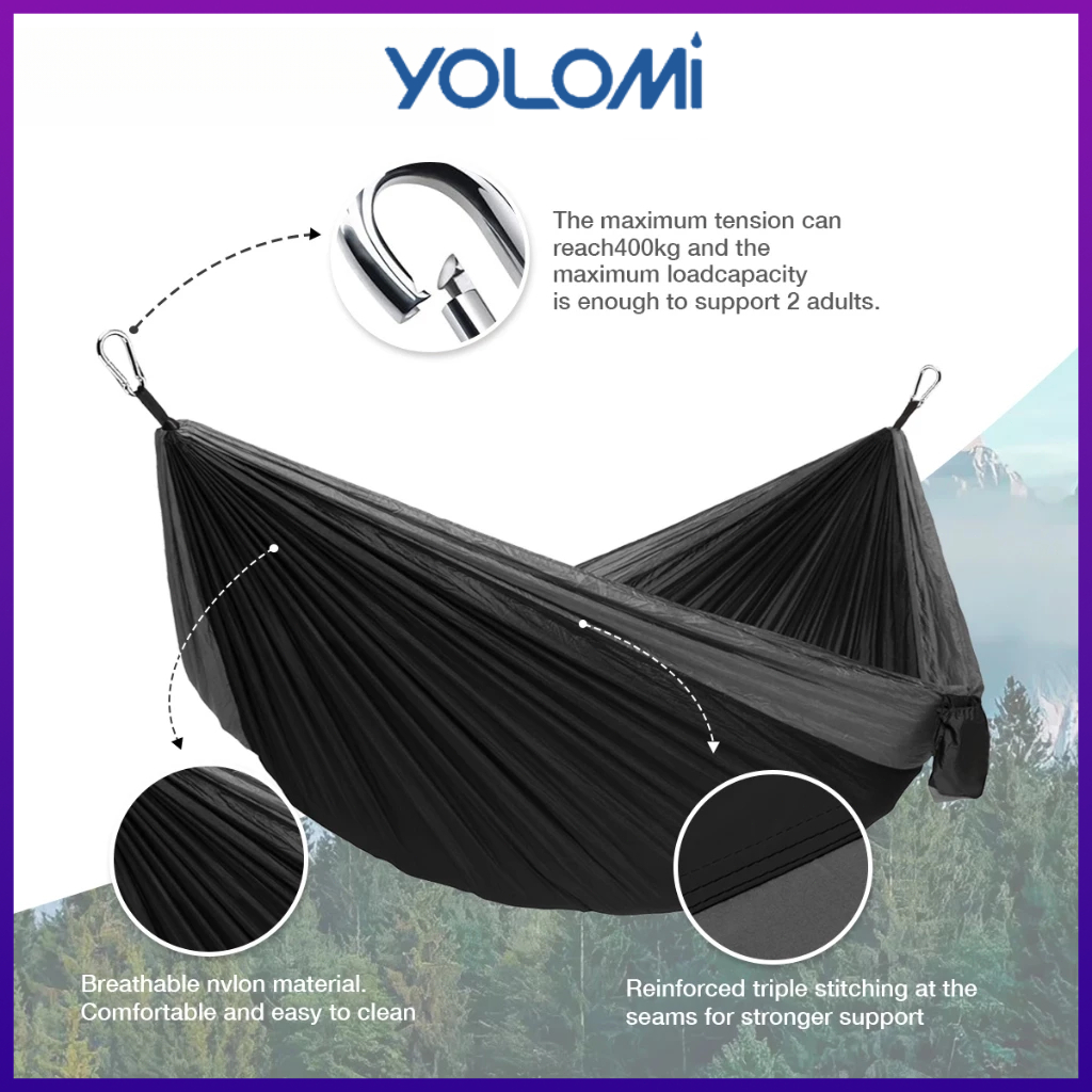 YOLOMI Outdoor Hammock Endui Buaian Gantung LightWeight Outdoor Camping Travel Sleeping Bed Canvas吊床