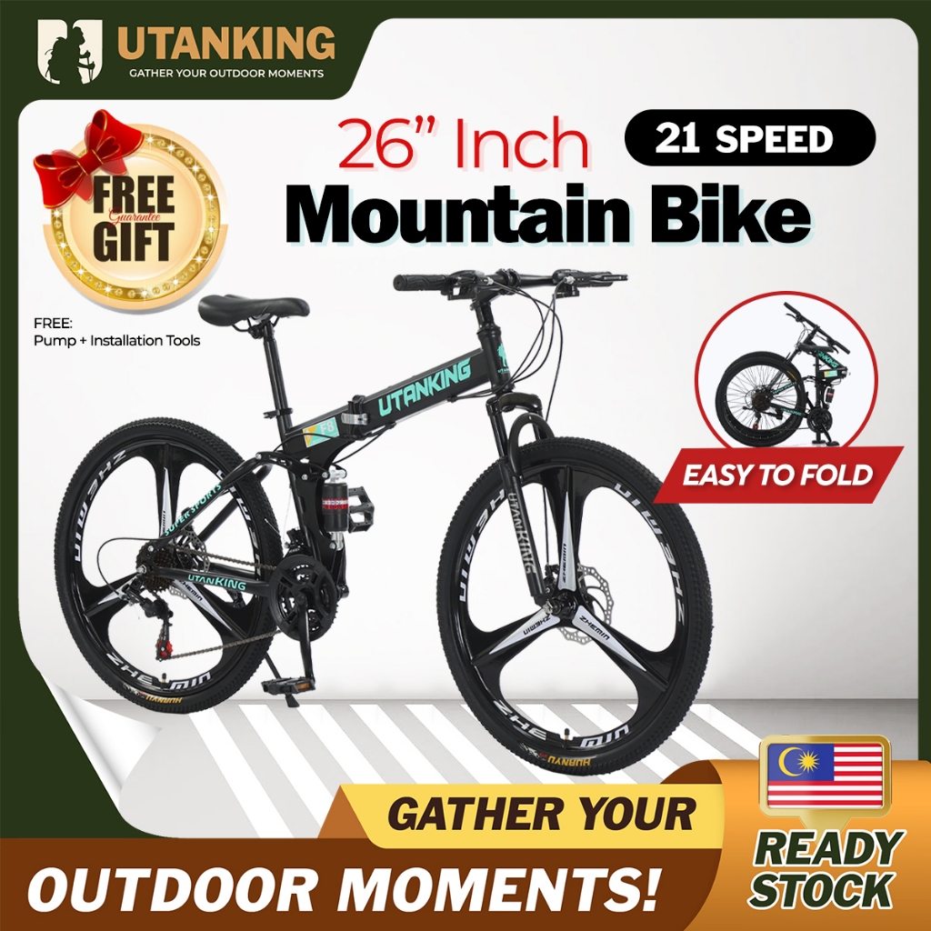 UtanKing™ 26” Inch Wheel 21 Speed Gear Mountain Bike MTB Road Bike Disc Brake Bicycle Basikal Gunung