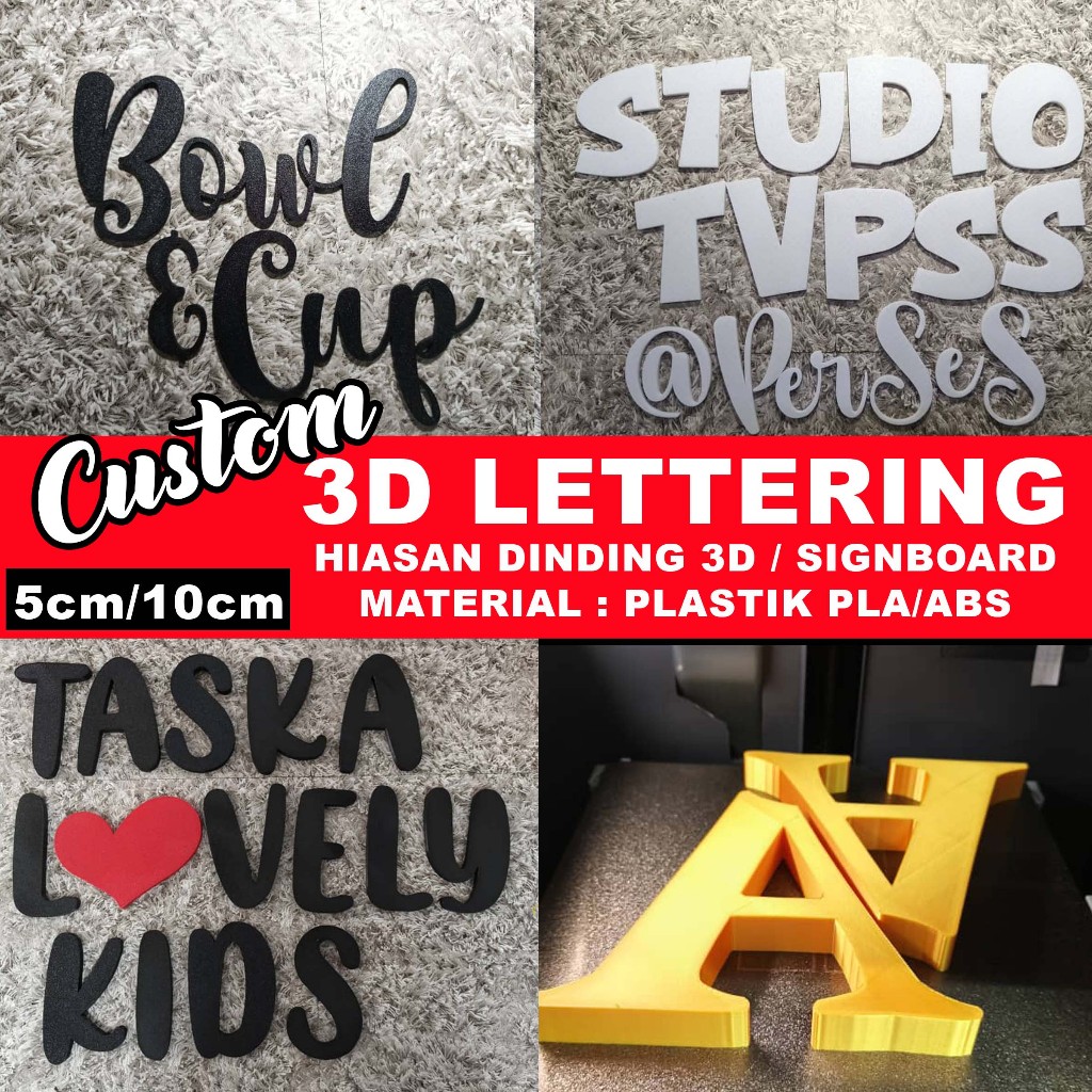 3D Lettering & Numbering / boleh pilih color / Hiasan Dinding 3D Huruf / 3D Signage / 3D Signboard