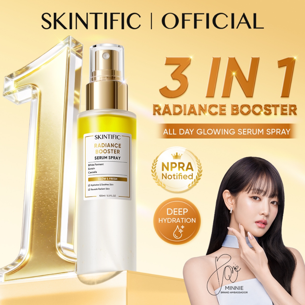 [NO.1]SKINTIFIC Radiance Booster Serum Spray 100ml Essence Skincare Glossy Hydration Radiance Serum Muka Centella