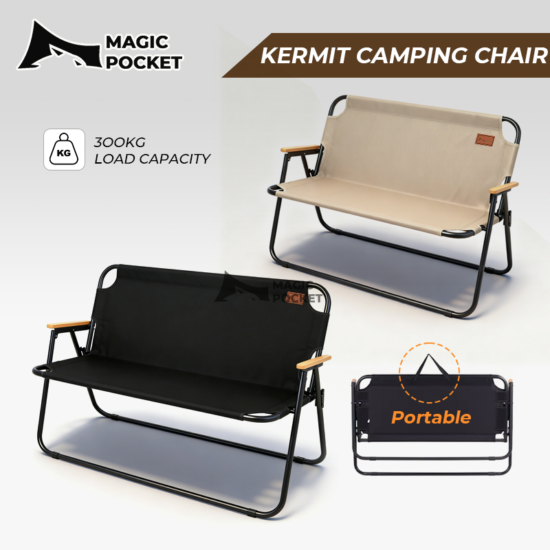 Magic pokcet Kermit Healing Kerusi Lipat 2-3 Seater Double Camping Chair Portable Foldable for Outdoor Picnic