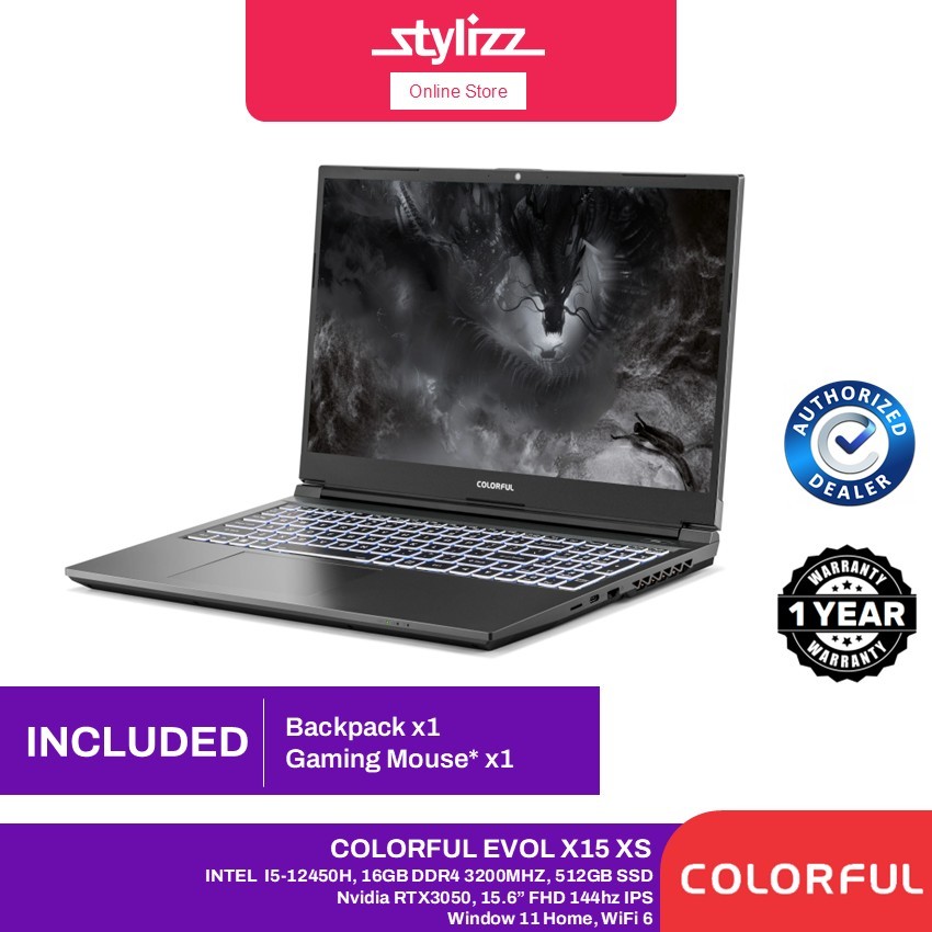 COLORFUL EVOL X15 XS GAMING LAPTOP - UP TO I7-127000H, 16GB DDR4 3200MHZ, 512GB SSD, 144HZ 15.6 FHD