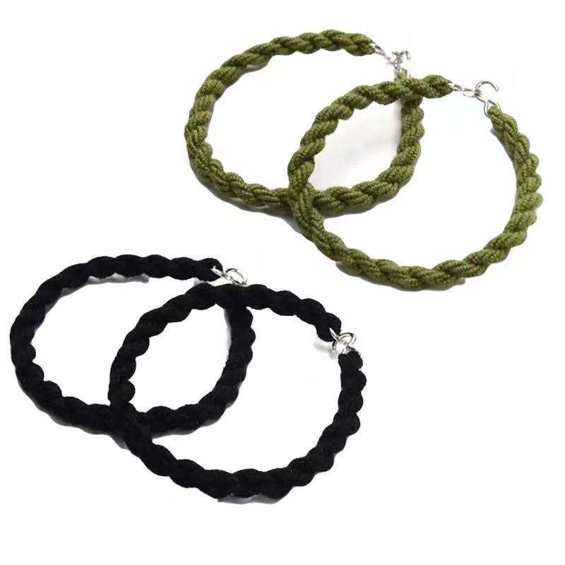 BLOUSING GARTERS Green Polyester Trouser Twisted Elastic Macrame Blouse Garters With Metal Hook