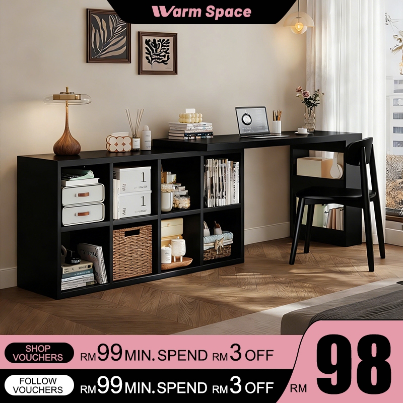L Shape Table Study Table Meja Belajar Study Desk with Book Cabinet Rak Buku Computer Desk Office Table Writing Table