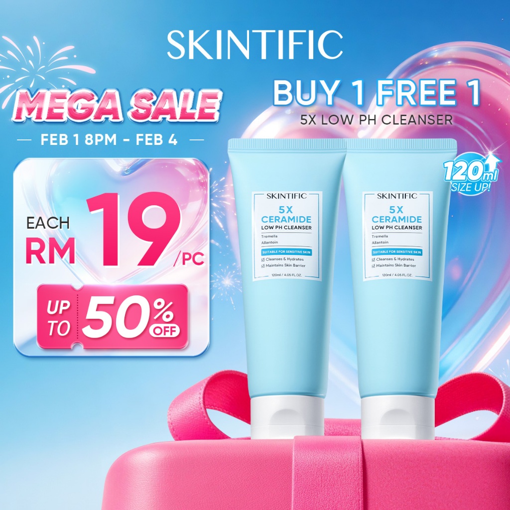 SKINTIFIC 5X Ceramide Low pH Cleanser Facial Wash For Sensitive Skin 80ml Moisturizing Repair Barrier