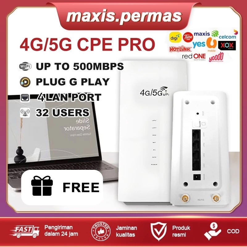 Router WiFi 4G 5G LTE CPE PRO Tanpa Fiber Sambung 32 Peranti Rumah Pejabat Internet Stabil Berbaloi