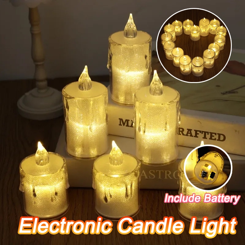 5cm Led Candle Light Flameless Candle Plastic Pillar Flickering Candle Night Light Home Party Ramadan Wedding Xmas Decor
