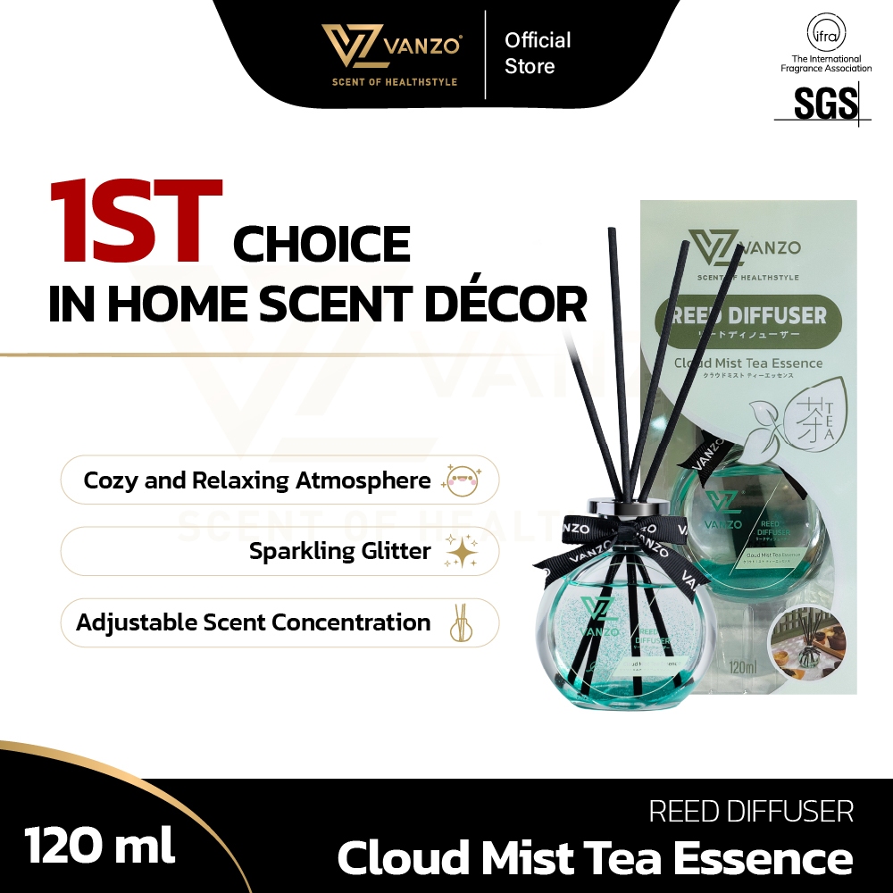 VANZO Reed Diffuser - Cloud Mist Tea Essence (120ml)
