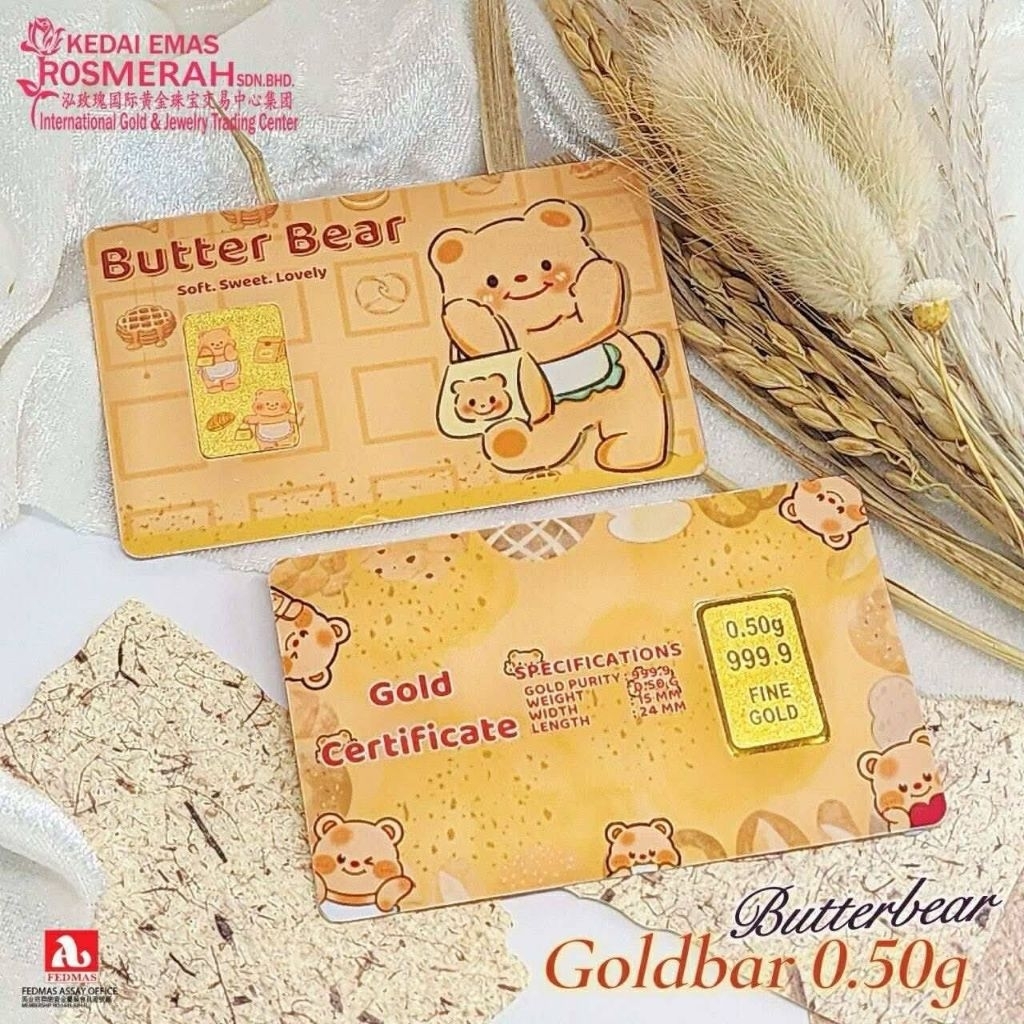KEDAI EMAS ROSMERAH 999.9G GOLD BAR BUTTER BEAR