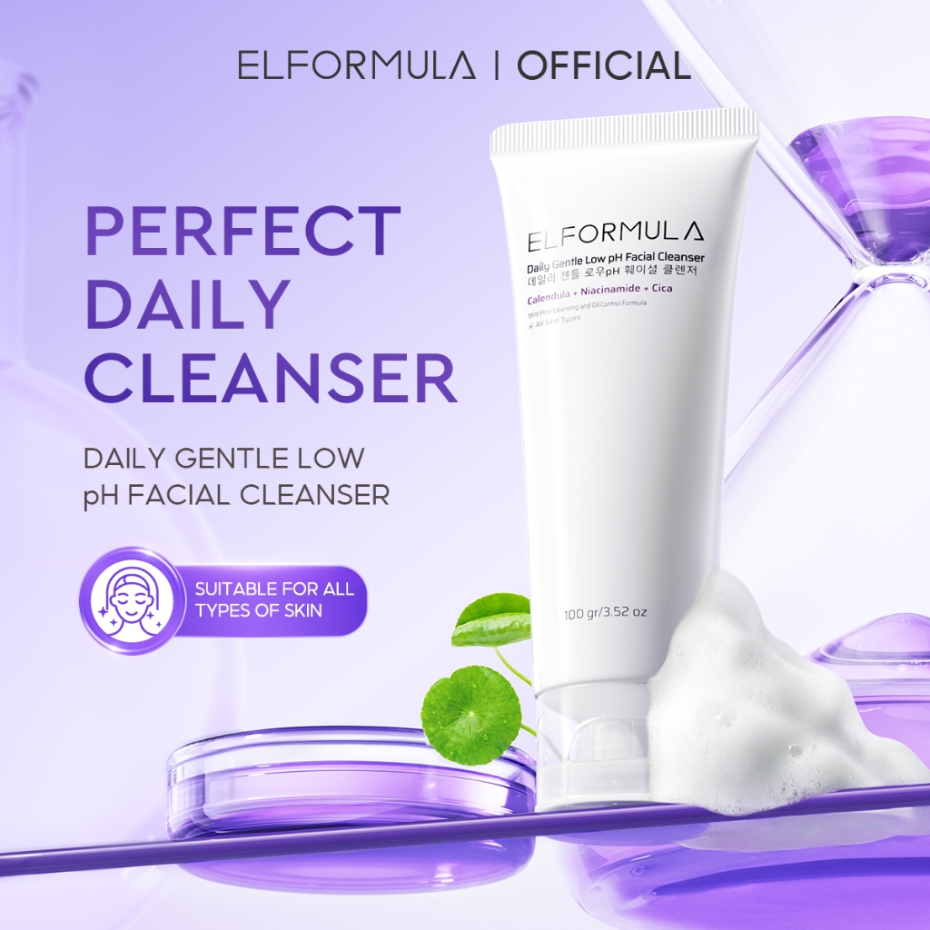 ELFORMULA Daily Gentle Low pH Facial Cleanser – Pencuci Muka Harian pH Rendah dengan Niacinamide Pembersih Lembut