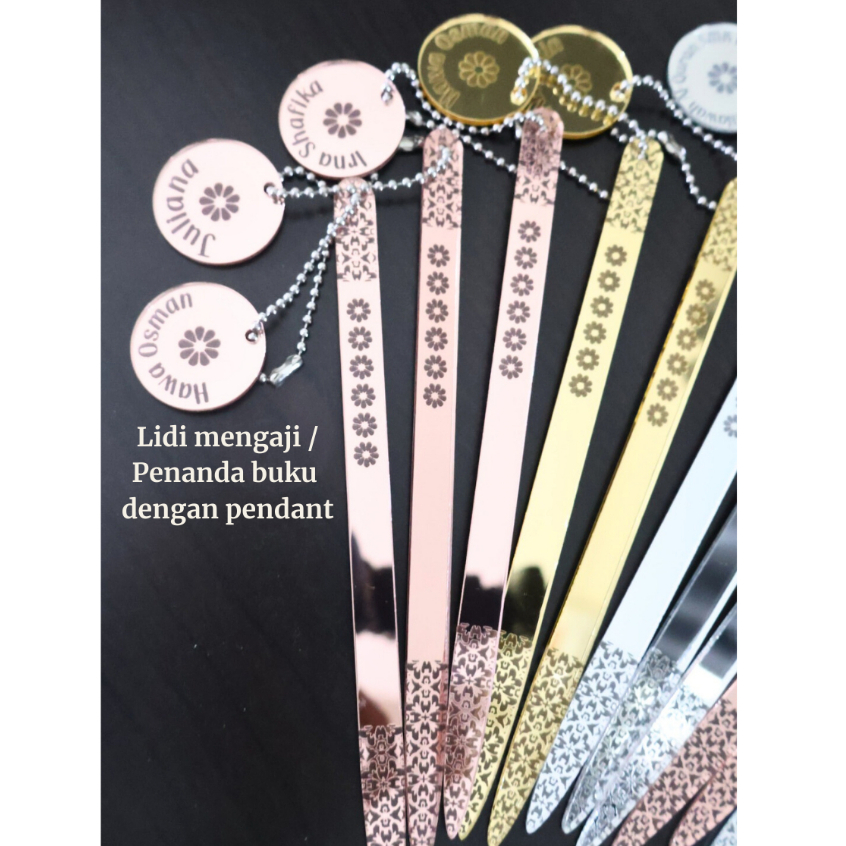 Lidi mengaji panjangPenunjuk Mengaji Al-Quran Penanda Buku gold rosegold acrylic mirror panjang murah ada pendant tassel