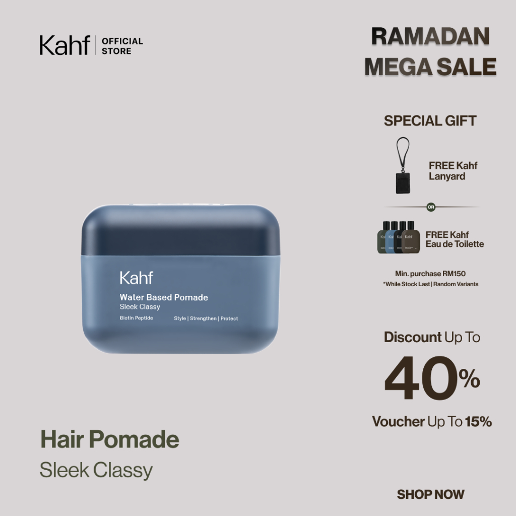 Kahf Water Based Pomade -12h Strong Hair Styling Product - Easy Wash Easy Application - Minyak Rambut