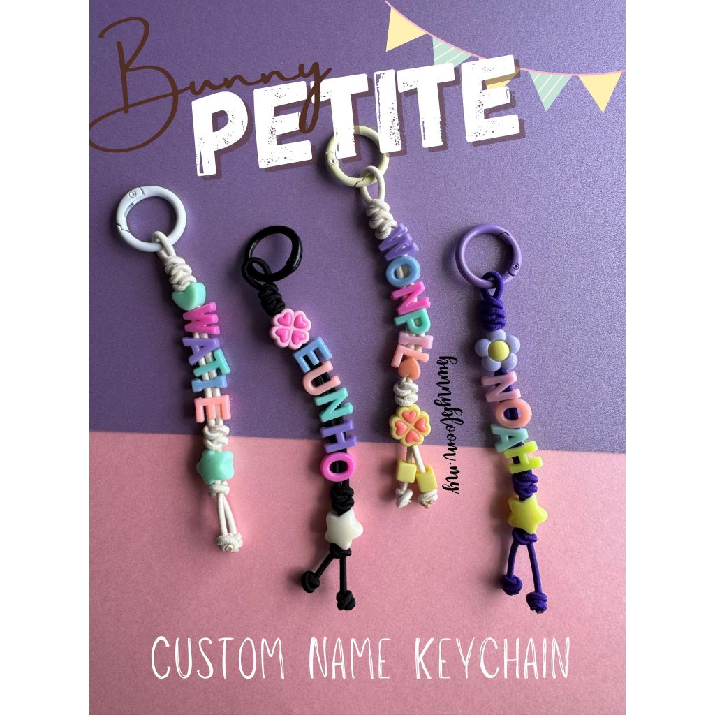 [BunnyBloom] Custom Name Keychain Charm, Personalized for Phone, Bag, Tumbler, Gift for Kids, Women, Men