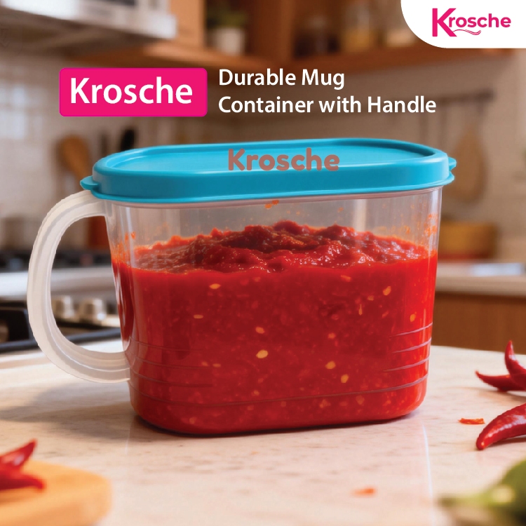 Krosche 800ml Purple Design Chili 2 SET Onion Food Container with Handle, Bekas Simpanan Mug Pemegang Cili Bawang