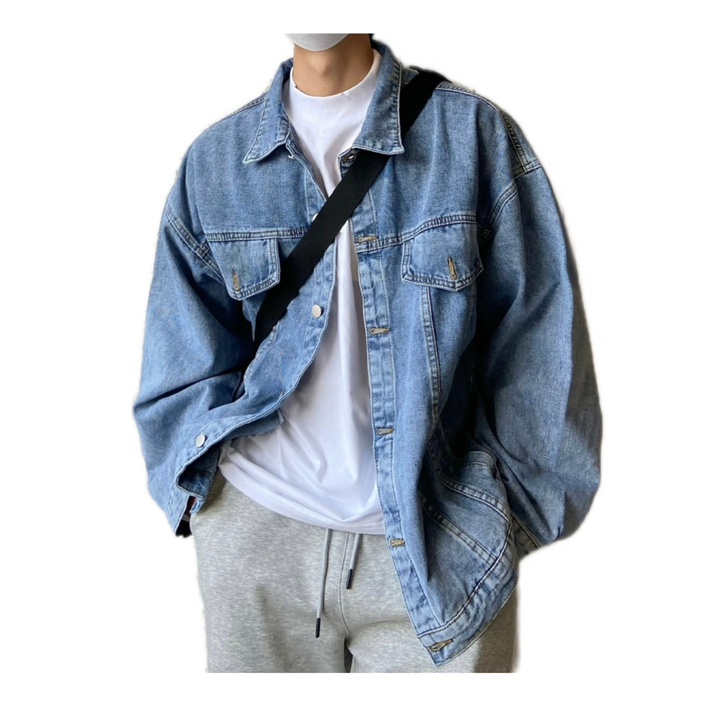 Jies Unisex Loose-Fitting Vintage Denim Jacket - Light Blue 牛仔外套男女款复古宽松夹克 A8807