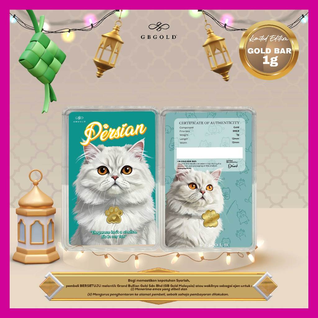 GB GOLD Cat Persian GoldBar 1g (Emas 999.9)