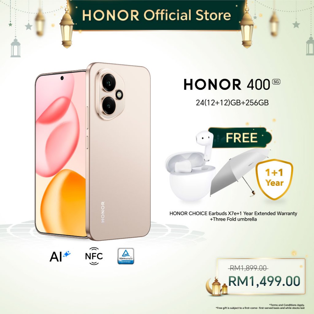 HONOR 400 5G 24(12+12)GB+256GB Smartphone 200MP AI Camera | Snapdragon 7 Gen 3 | 6.55 inch Eye Comfort Display