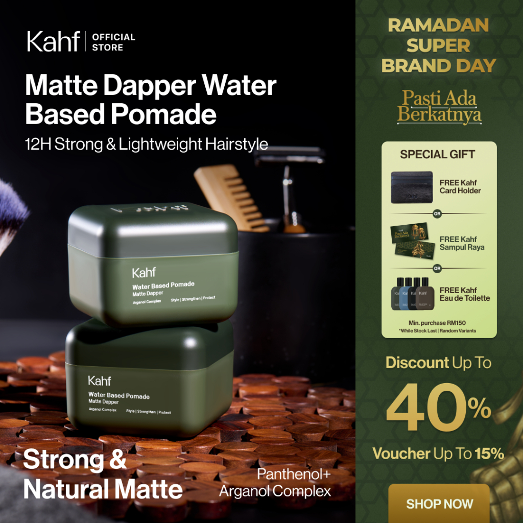 [RAMADAN SALE] Kahf Matte Dapper Water Based Pomade -12h Strong Hair Styling Product