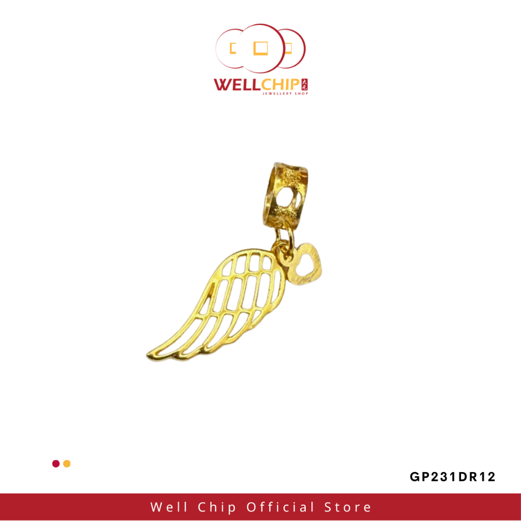 Loket Emas 916 Wing Comel | Cute Wing 916 Gold Pendant | Emas 916 | Kedai Emas WELL CHIP