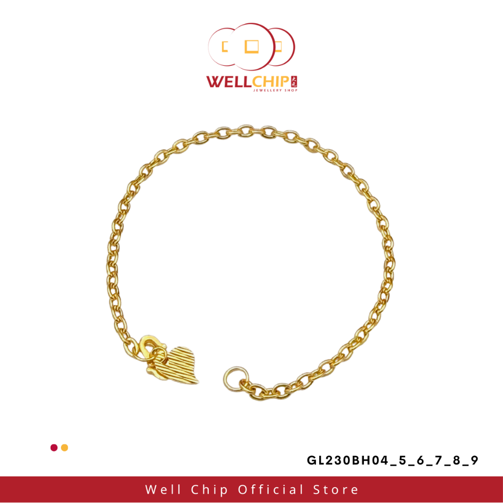 Gelang Emas 916 Love | Heart 916 Gold Bracelet | Emas 916 | Kedai Emas WELL CHIP