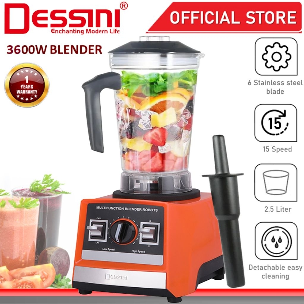 DESSINI ITALY 2.5L Stainless Steel Blender Grinder Mixer Juicer Extractor Food Processor Smoothie Ice Crusher