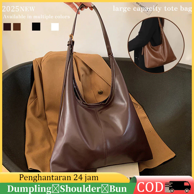 Vintage PU Leather Tote Bag for Women | Large Capacity Shoulder Handbag Sling Bag Everyday Use Elegant Design 大容量单肩手提包