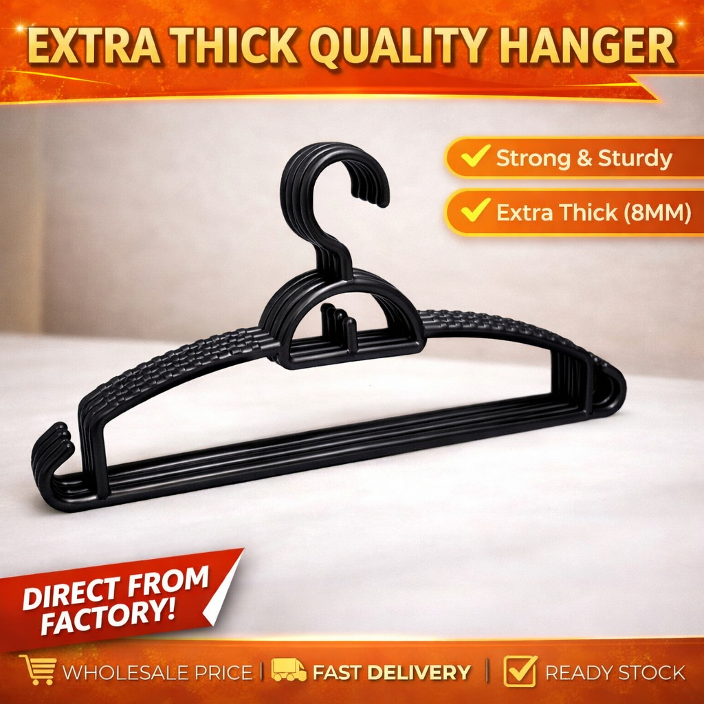 Hanger Baju Tebal Plastic Clothes Hanger Tudung Hanger Anti-Slip Penyangkut Baju Adult Hanger Baby Plastik Murah