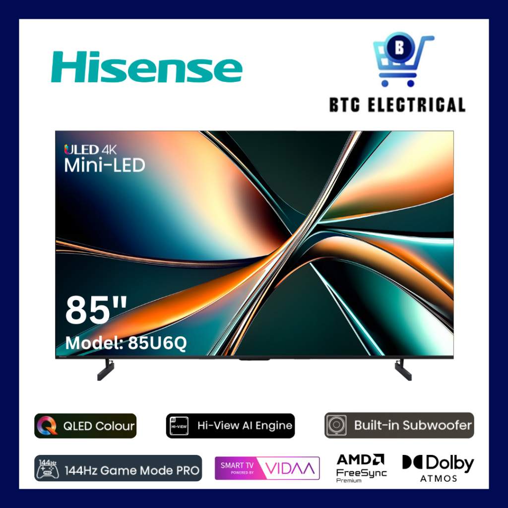 Hisense 4K ULED MiniLED Smart TV U6Q Series 55" | 65" | 75" | 85"
