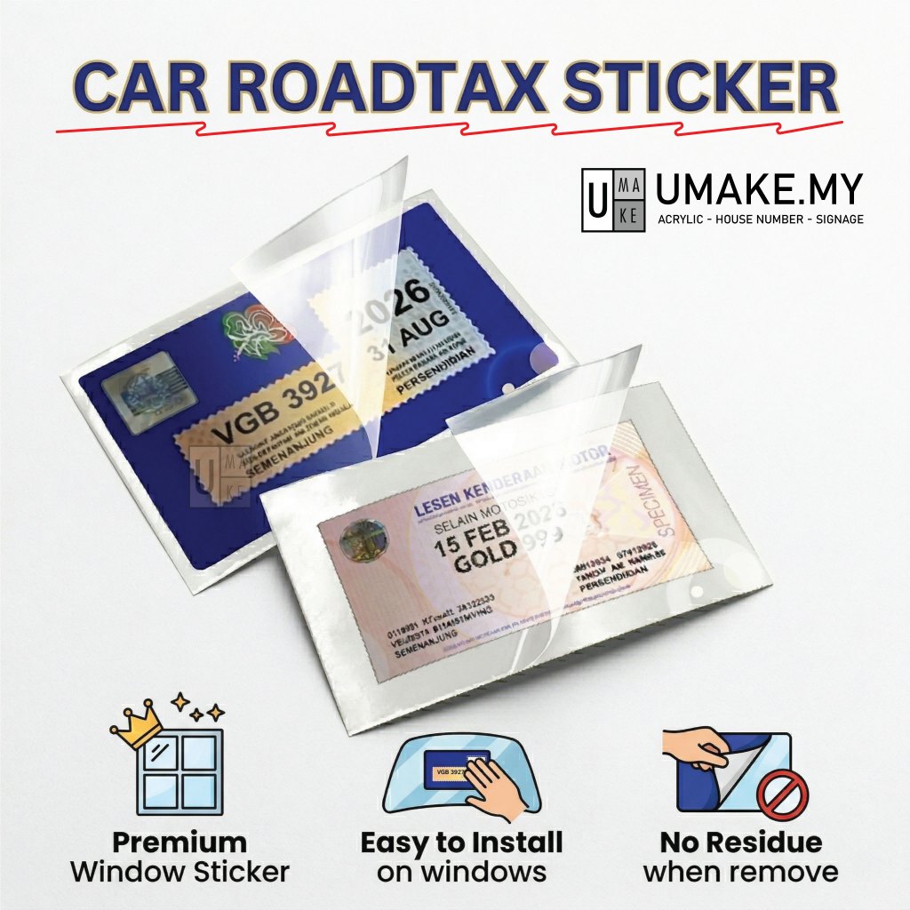 Roadtax Sticker /Transparent Puspakom Sticker / Pelekat Cermin Cukai Jalan / Sticker Cukai Jalan