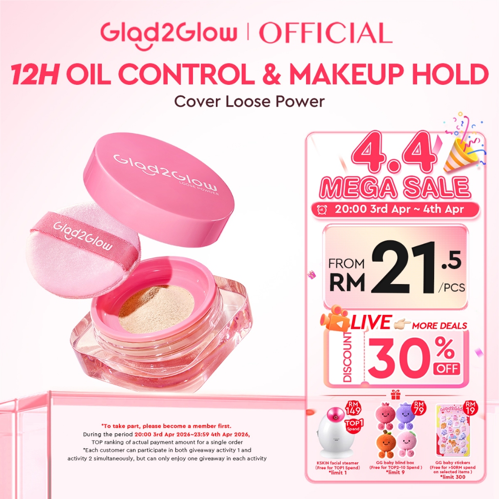 Glad2Glow Perfect Blur&Cover Loose Powder Oil Control Long-Lasting Matte Flawless High coverage Face Bedak