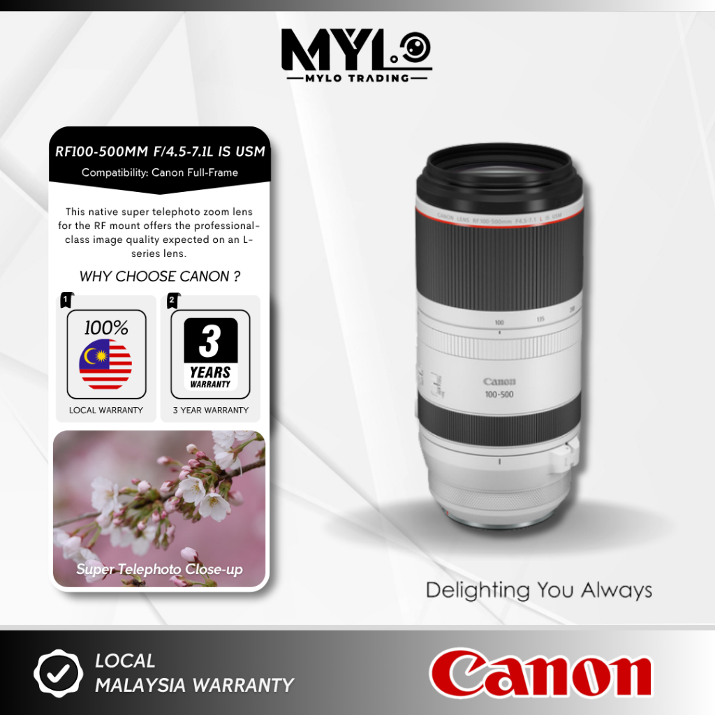 Canon RF 100-500mm F4.5-7.1L IS USM Lens For EOS R3 | R5 | R6 | EOS R | EOS RP
