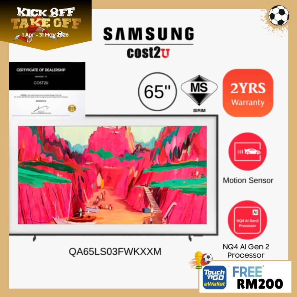 Samsung (43/55/65 Inch) The Frame LS03 QLED 4K Lifestyle Smart AI TV | QA65LS03DAKXXM  televisyen 电视机