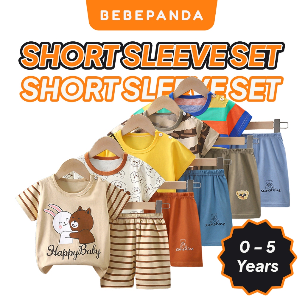 Baby Short Sleeve Set 0-5 Years Baju Lengan Pendek Seluar Pendek Bayi Cotton Soft Fabric Daily Wear