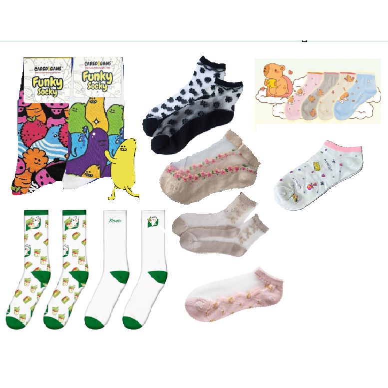 KNORR Customized Colourful White Socks 玻璃丝袜子Spring and summer new glass crystal silk cotton caredigans funky s