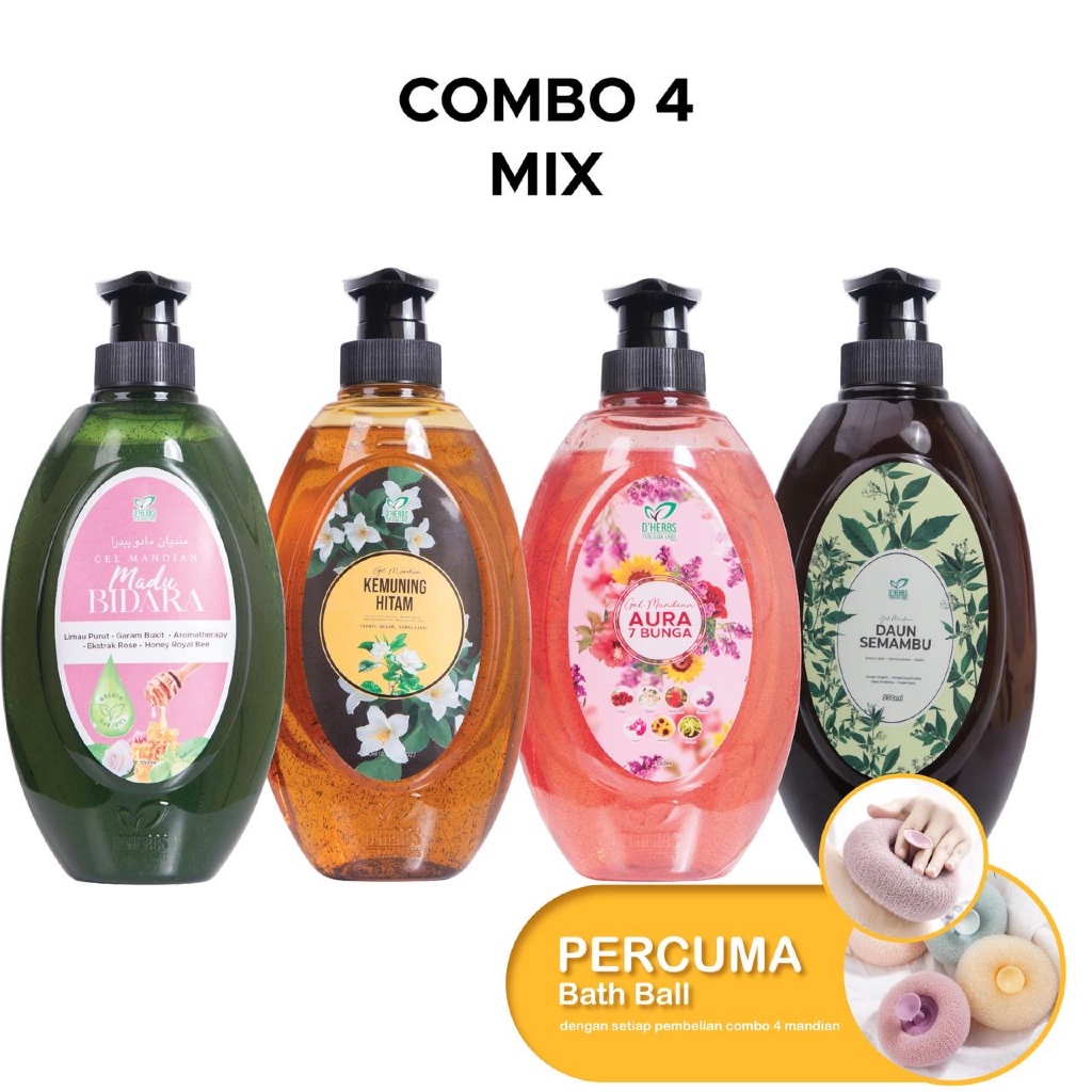DHERBS SET COMBO MANDIAN AROMATERAPI COMBO 4 (BELI COMBO 4 PERCUMA 1 BATH BALL)