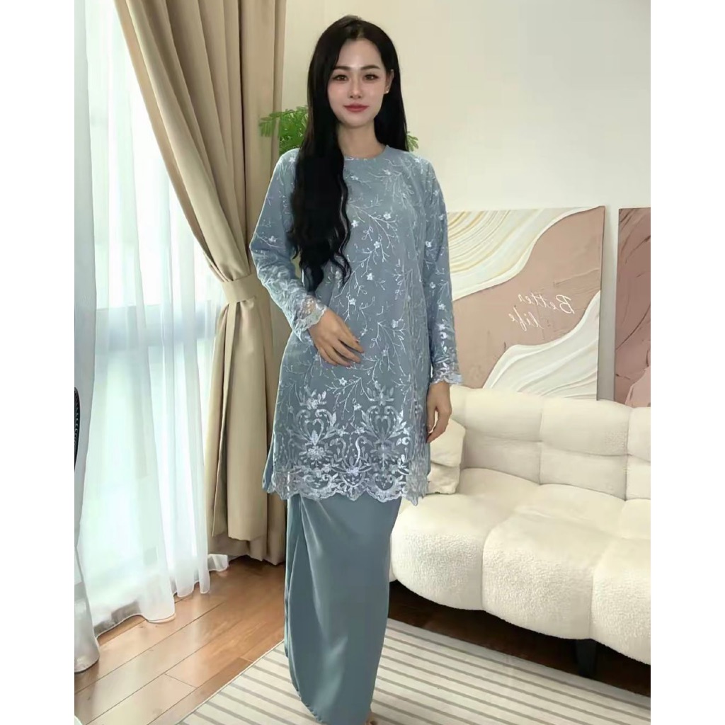 [JAWARI] Baju Kurung Modern Lace Material Como Crepe MF04 Set Wanita