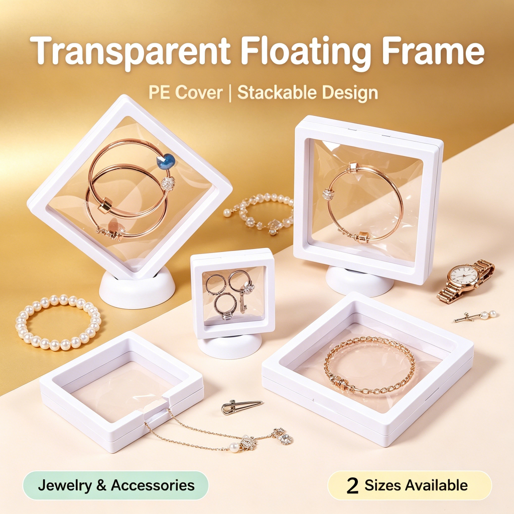 Clear Jewellery Storage Box - 3D Display Case for Gem,Button,Brooch, Kotak Hadiah.Durable & Elegant!