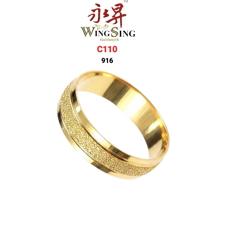 Wing Sing Cincin Belah Rotan Pasir Padu Tulen Fesyen Emas 916 / 916 Gold Fashion Triple Love Solid Ring 三生三世流星黄金916戒指