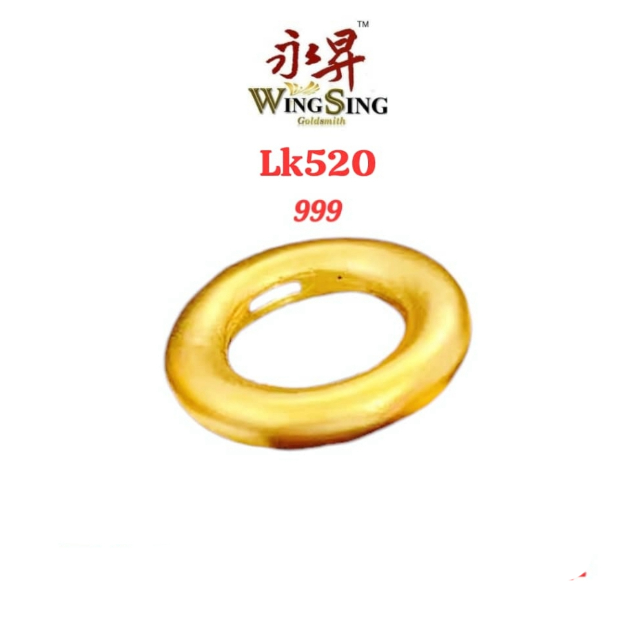 Wing Sing 足金素圈同心圈平安扣 Loket Lucky Buckle Emas 999 Lucky Ring 999 Pendant