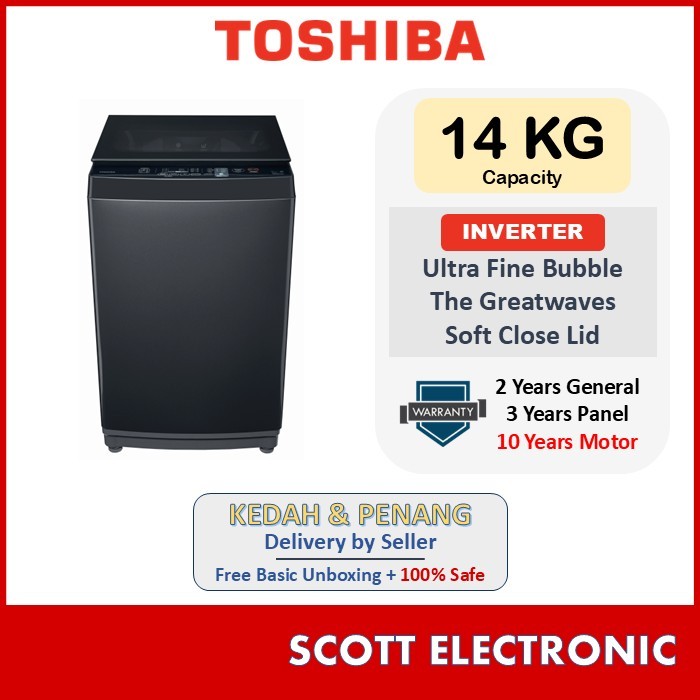 [Delivery By Seller Kedah & Penang] Toshiba 14KG Inverter Fully Auto Washing Machine Mesin Basuh AW-DUM1500LM(SG)