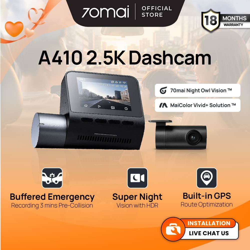 70mai A410 Dashcam 2.5K + HDR | Dual Channel Recording | Built-in GPS | Super Night Vision | 24H Parking Surveillance