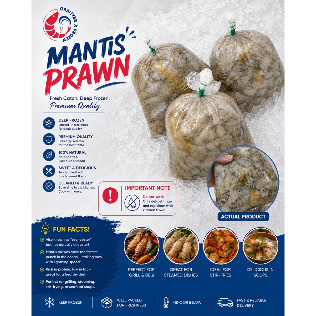<<PENANG ONLY>> Frozen Mantis Prawn 濑尿虾 / 虾蛄 / 皮皮虾 | Fresh Sea Mantis Shrimp | Ready to Cook 1kg
