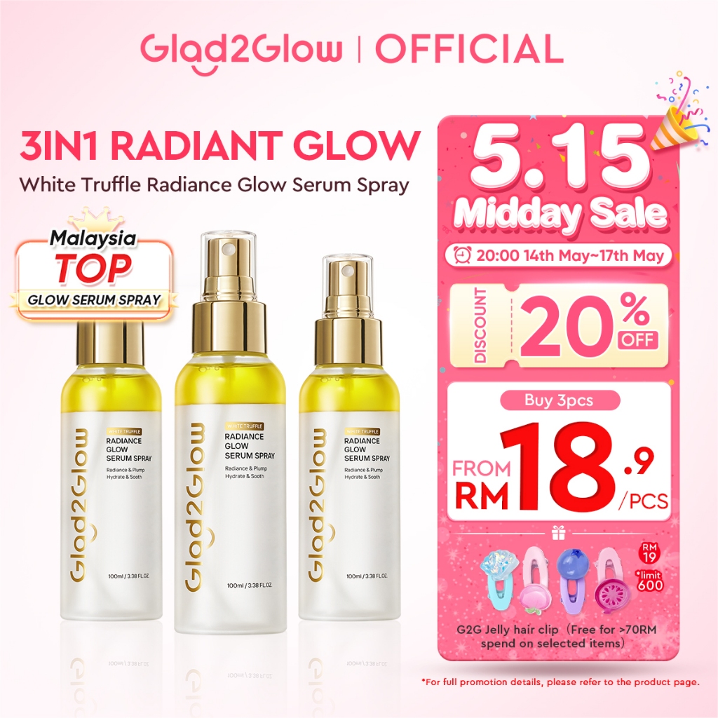 Glad2Glow White Truffle Radiance Glow Serum Spray 100ml Essence Glossy Deep Hydrating Face Serum Mist