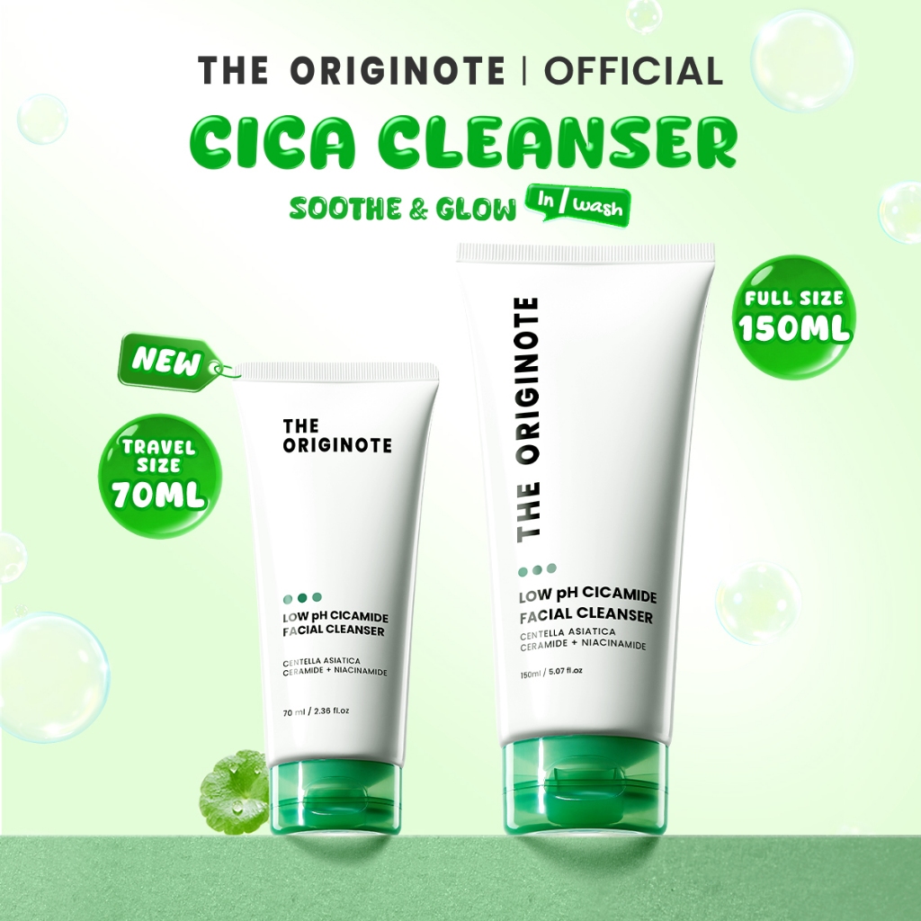 The Originote Low pH Cleanser - Cicamide Hydrating Facial pencuci muka Oil Control 70ml/150ml Gentle Cleansing Pembersih