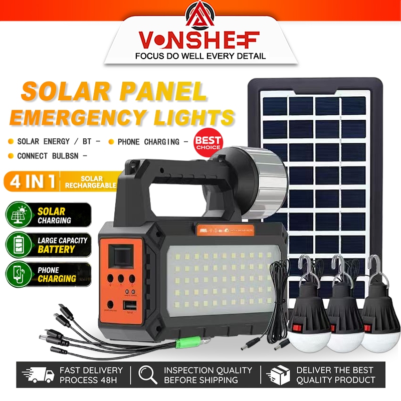 Solar Generator Solar Powered Generator Portable Solar Panel LED Bulb AC Outlets Emergency Backup Power Camping USB
