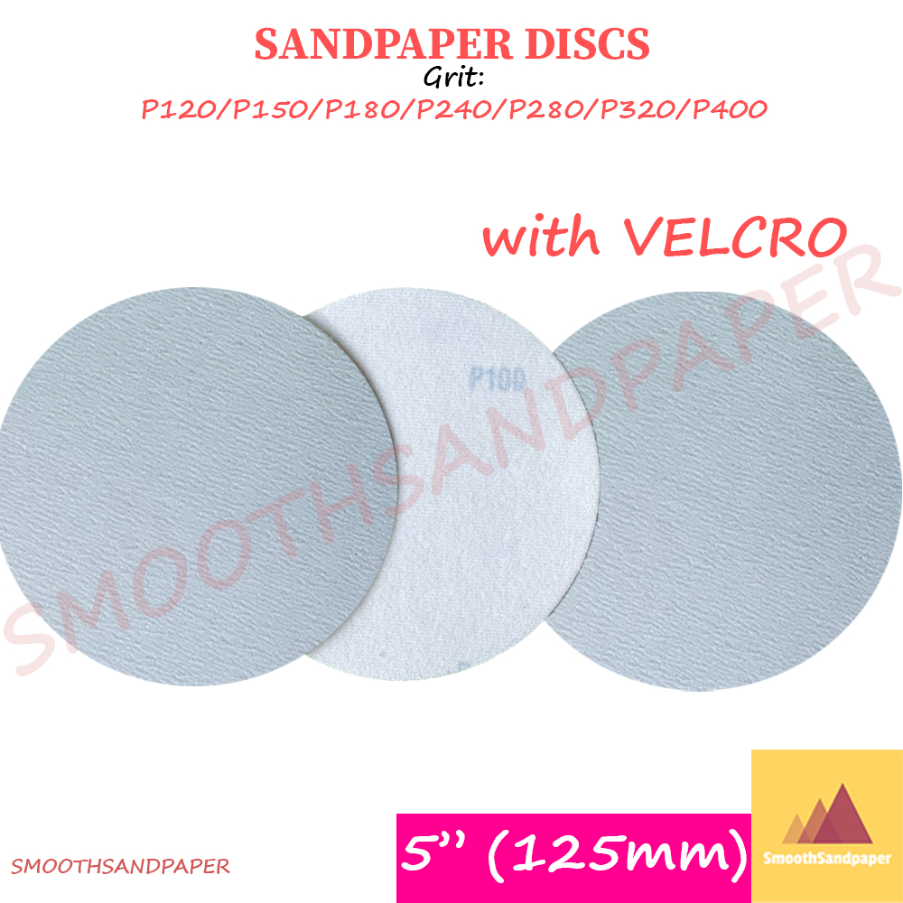 5" (125mm) Abrasive White Sandpaper Discs Silicon Carbide (Velcro) Kertas Pasir Bulat Cakera (Putih + Velcro) 砂纸植绒圆盘 image 2